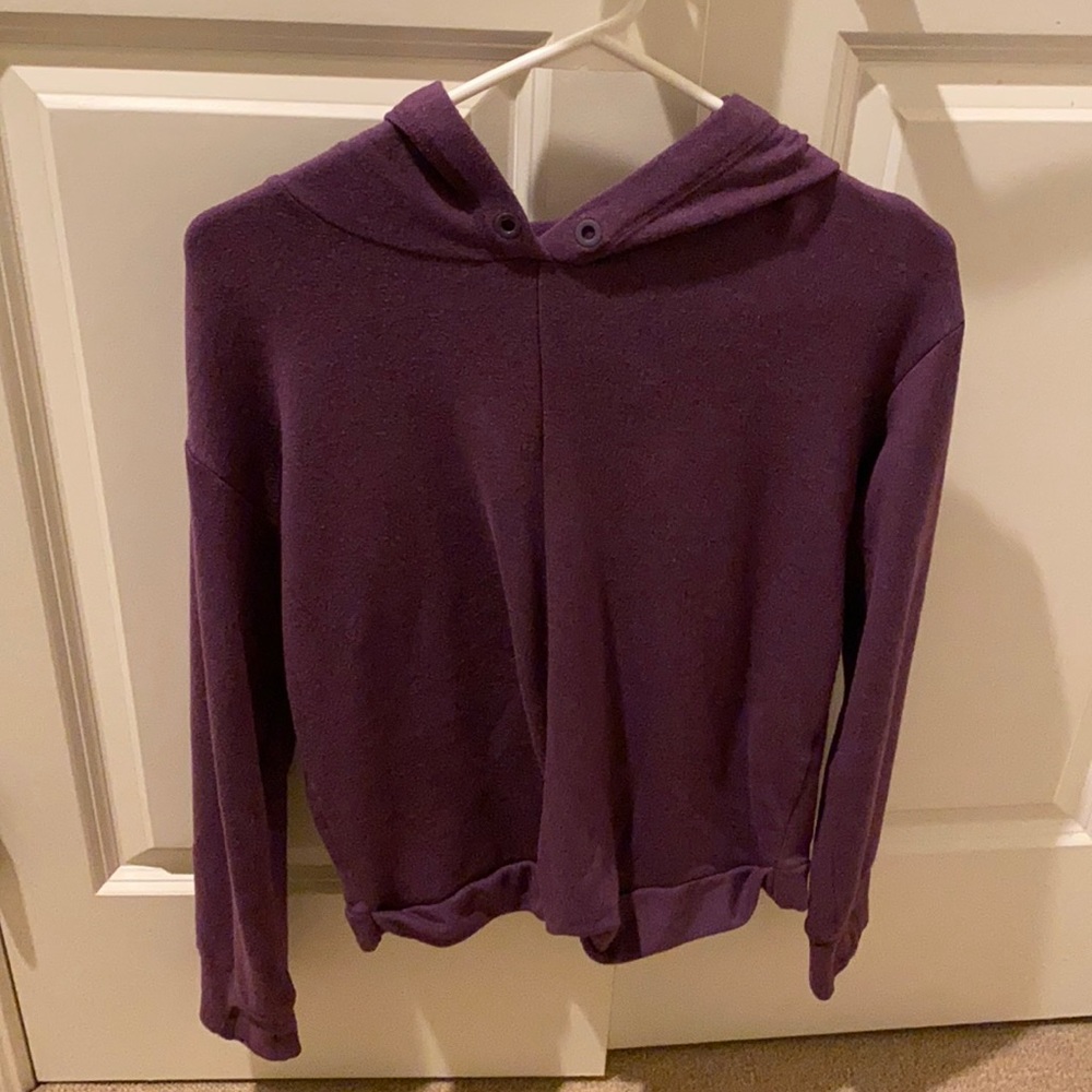 Athleta Girl Purple Fleece Active Wrap Sweatshirt (with hood)
